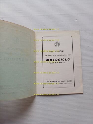 Beta T.V. 110 1971 manuale uso manutenzione libretto italiano originale