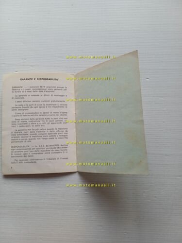 Beta T.V. 110 1971 manuale uso manutenzione libretto italiano originale