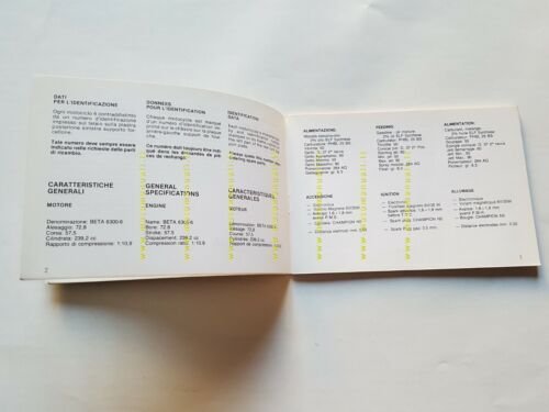 Beta TR 32 240 Trial 1984 manuale uso manutenzione libretto …