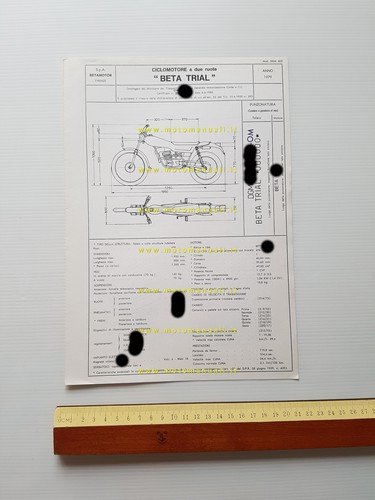 Beta Trial 50 1979 scheda omologazione DGM Facsimile originale