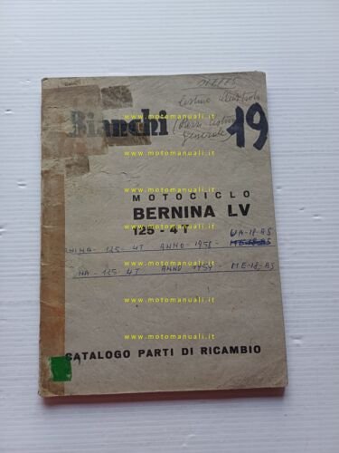 Bianchi 125 Bernina LV 1962 catalogo ricambi originale