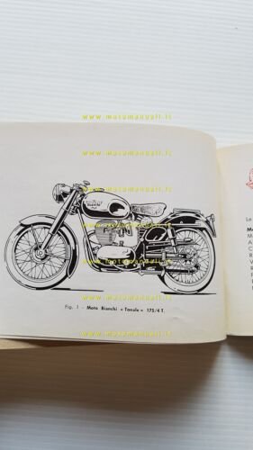 Bianchi 175 Tonale 1956 manuale uso manutenzione libretto originale italiano