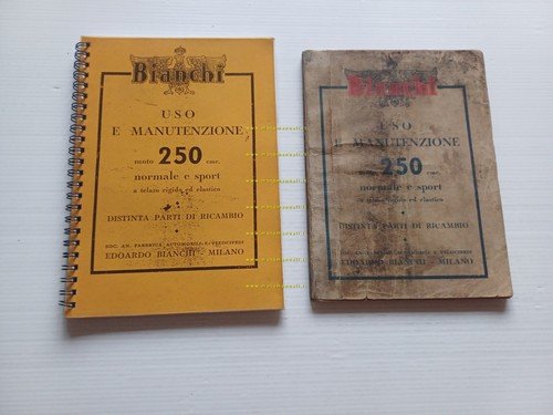 Bianchi 250 Freccia d'Oro 1938 manuale uso + ricambi originale …