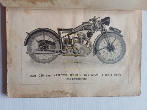 Bianchi 250 Freccia d'Oro 1938 manuale uso + ricambi originale …