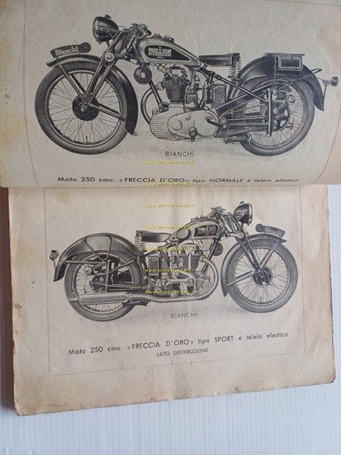 Bianchi 250 Freccia d'Oro 1938 manuale uso + ricambi originale …