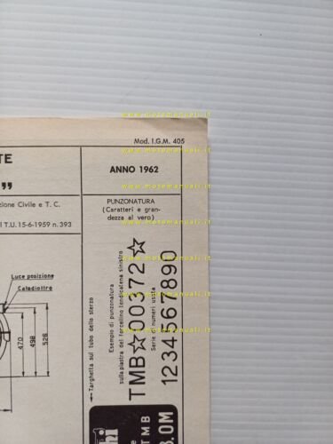 Bianchi 50 Mobylette TMB 1962 scheda omologazione DGM Facsimile Motorizzazione