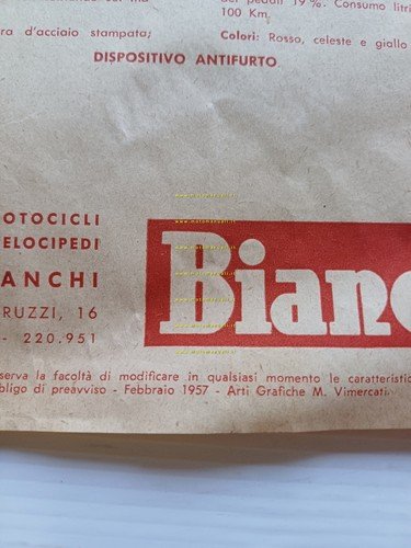 Bianchi 50 Sparviero motore Puch 1957 depliant originale ITALIANO