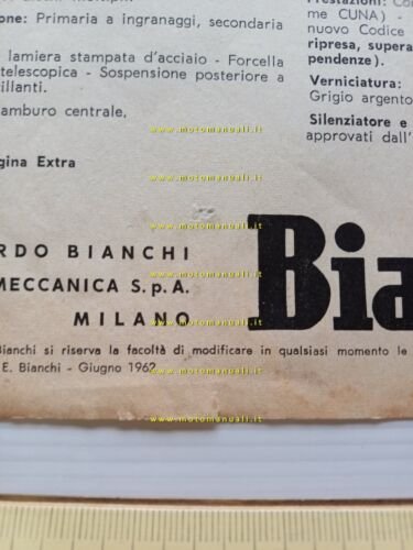 Bianchi Falco 50 Turismo 1962 depliant italiano originale