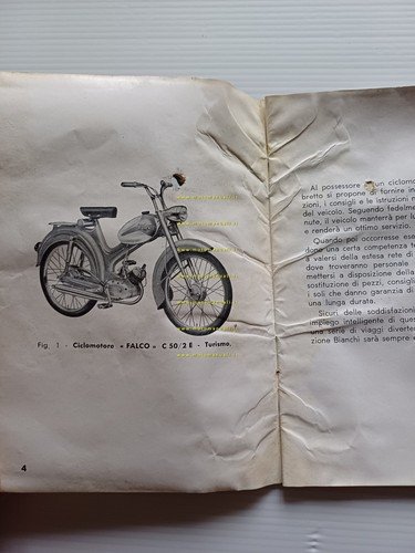 Bianchi Falco Turismo C 50 2E 1961-2 manuale uso manutenzione …