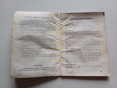 Bianchi Falco Turismo C 50 2E 1961-2 manuale uso manutenzione …