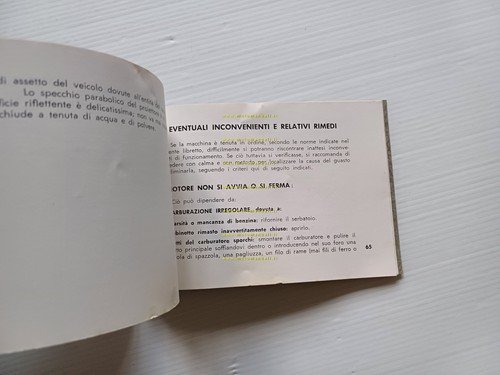 Bianchi Gardena 75 1959 manuale uso manutenzione libretto originale italiano