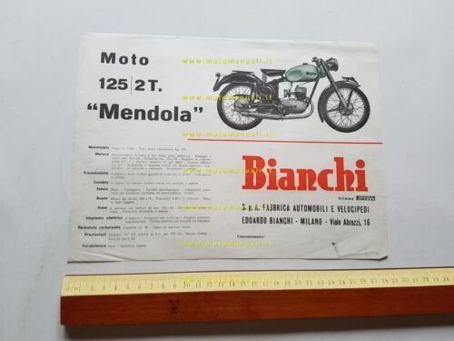 Bianchi Mendola 125 1954 depliant ITALIANO originale