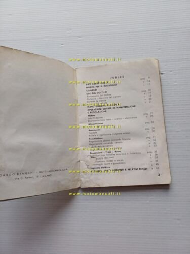Bianchi Orsetto S 80/2 1962 manuale uso manutenzione libretto italiano …