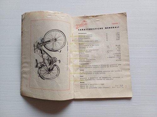 Bianchi Velomotore Aquilotto 48 Sport 1953 manuale uso manutenzione originale