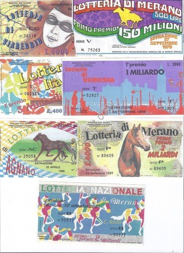 Biglietti Lotteria - 7 pezzi - 1986 - 1989 -1970 …