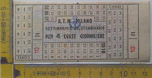 Biglietto A.T.M. Milano - Settimanale filotranviario - Nuovo - Annulato …
