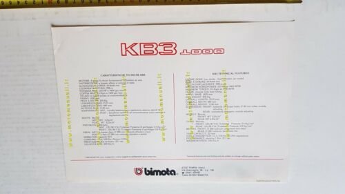 BIMOTA KB3 1000 1983 depliant originale moto brochure