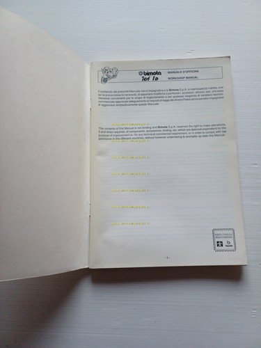 Bimota Tesi 1D manuale officina originale motore telaio Italiano-Inglese