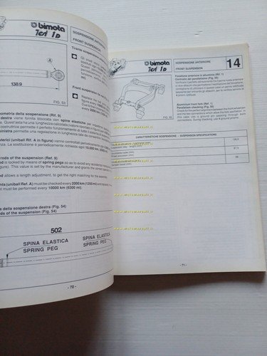 Bimota Tesi 1D manuale officina originale motore telaio Italiano-Inglese