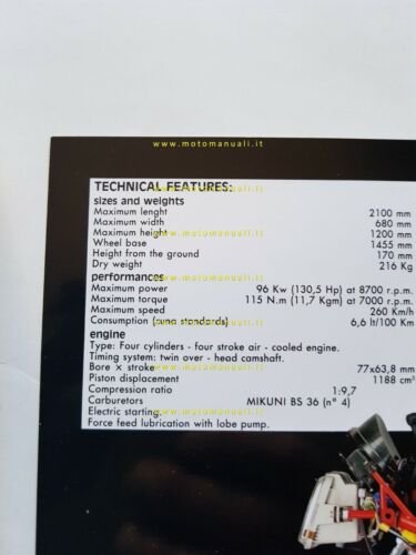 Bimota YB5 1200 1987 depliant INGLESE originale brochure moto