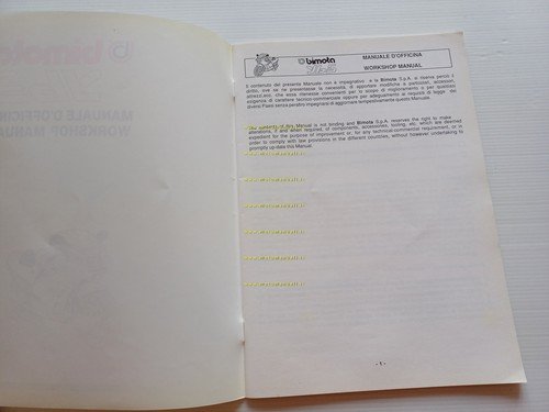 Bimota YB5 1986 manuale officina originale workshop manual