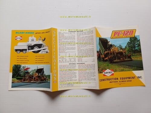 Blaw-Knox PF 120 asfaltatrice 1973 depliant USA originale