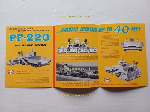 Blaw-Knox PF 220 asfaltatrice 1974 depliant USA originale