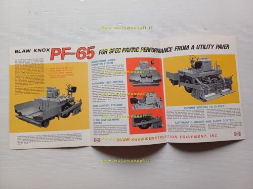 Blaw-Knox PF 65 asfaltatrice 1972 depliant USA originale