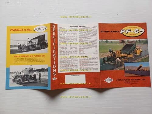 Blaw-Knox PF 65 asfaltatrice 1972 depliant USA originale