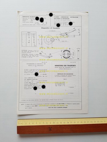 BM 50 tubone mod. B 1978 scheda omologazione DGM Facsimile …