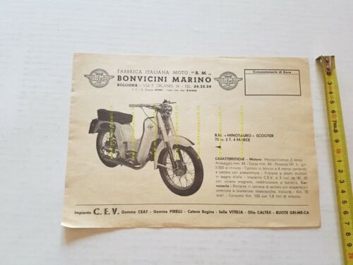 BM Bonvicini produzione modelli 1959 depliant italiano originale moto brochure