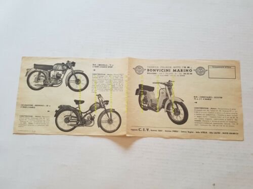 BM Bonvicini produzione modelli 1959 depliant italiano originale moto brochure