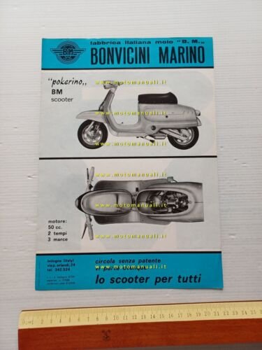 BM Bonvicini scooter Pokerino 50 1964 depliant originale italiano