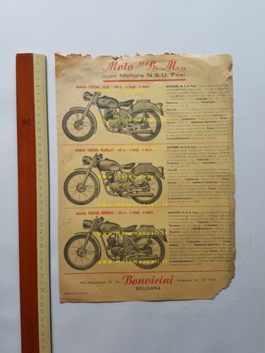 BM Bonvicini Turismo Lusso 100- Turismo 100-125 NSU depliant originale …