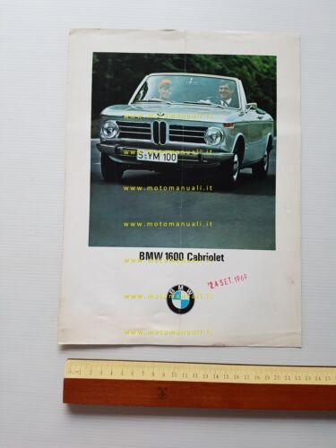 BMW 1600 Cabriolet modello 1969 depliant originale tedesco