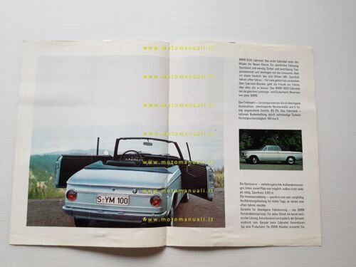 BMW 1600 Cabriolet modello 1969 depliant originale tedesco
