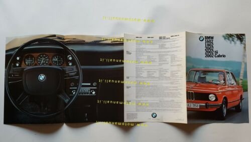 BMW 1602-1802-2002-tii-cabrio 1975 depliant 4 pg originale italiano brochure