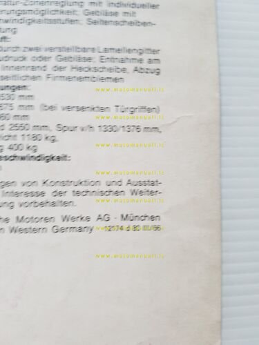 BMW 2000 CS modello 1966 depliant originale tedesco