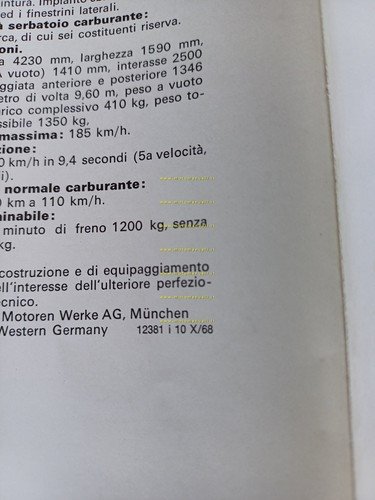 BMW 2002 TI 1968 depliant italiano originale