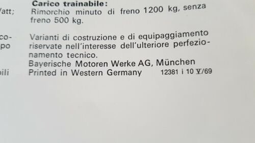 BMW 2002 TI 1969 depliant italiano originale brochure auto