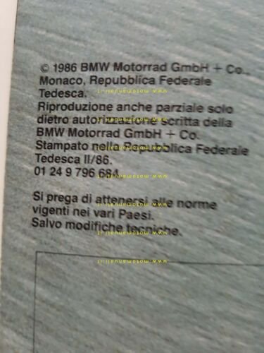 BMW accessori moto Boxer 1986 depliant ITALIANO originale brochure