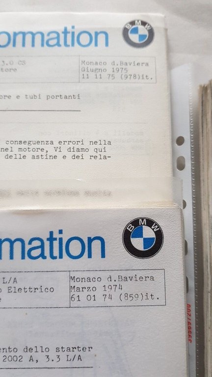 BMW Auto Service Information circolari tecniche originali 1971-2-4-5 e1981