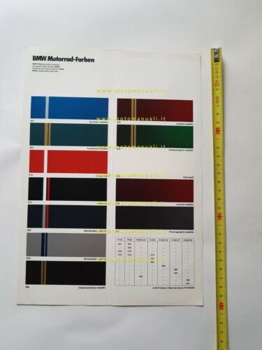 BMW cartella colori moto 1980 depliant originale paintwork colours brochure