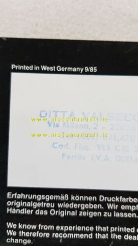 BMW cartella colori moto 1985 depliant originale paintwork colours brochure