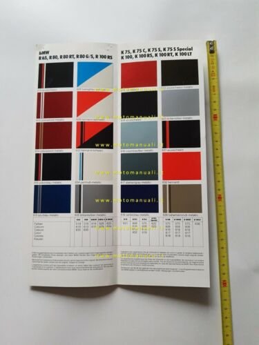 BMW cartella colori moto 1986 depliant originale paintwork colours brochure