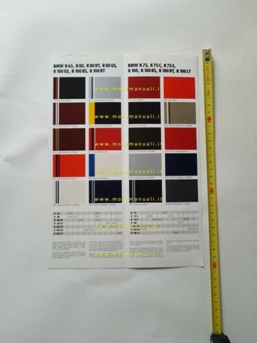 BMW cartella colori moto 1987 depliant originale paintwork colours brochure