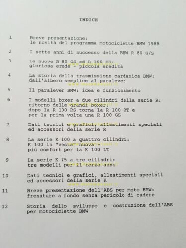 BMW cartella stampa presentazione nuovi modelli moto 1988 originale NO …