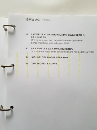 BMW cartella stampa presentazione nuovi modelli moto 1998 originale NO …
