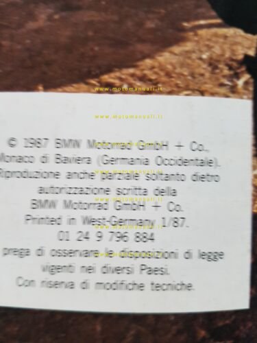 BMW catalogo equipaggiamento moto 1987 depliant originale ITALIANO