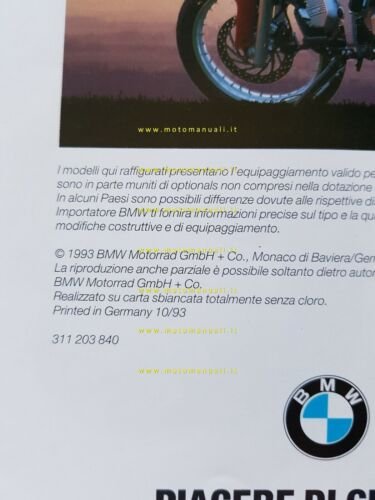 BMW F 650 1993 depliant ITALIANO originale moto